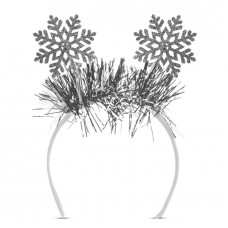 Bentiță de Crăciun - argintie - fulg de nea - 20 cm